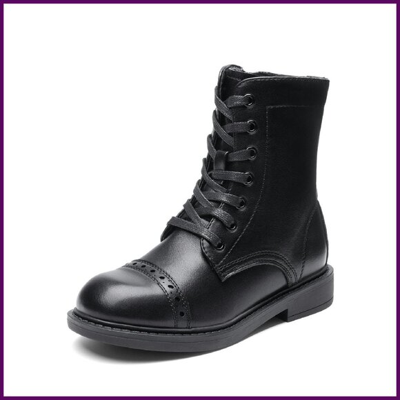 Toddler Kids Combat Ankle Boots Side Zipper Lace Up Shoes